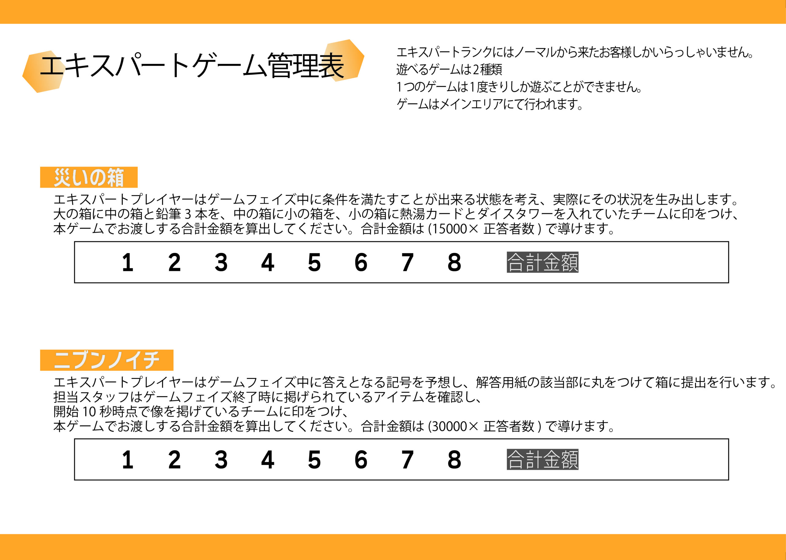 エキスパートゲーム管理表